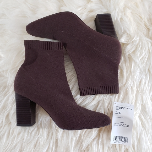 NWOB Mango Sock-style Knitted Heels Ankle Boots Size 6-6.5US / 37EU - Picture 3 of 14